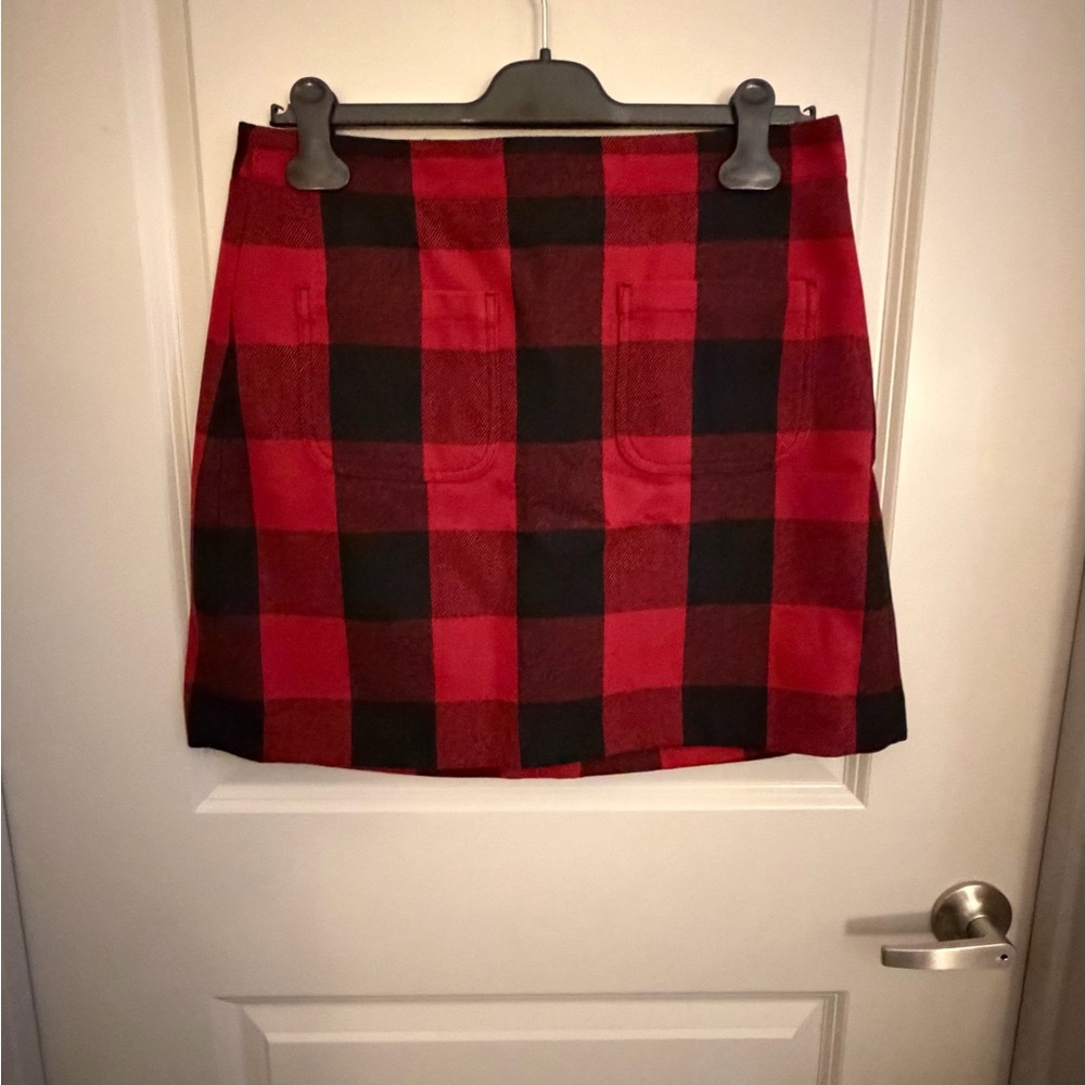 NWT J. Crew Red and Black Plaid Mini Skirt | Size 8